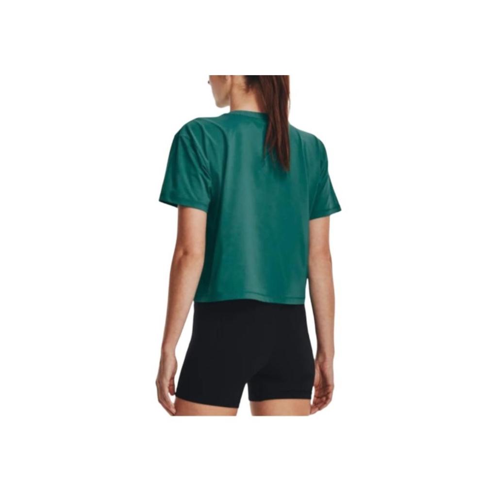 Under Armour Solid Color Short Sleeve Round Neck T-Shirt Women Tops Coastal-Blue 1376339-722