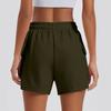 Shorts für Damen, einfarbig, lässig, Sommer, mit Kordelzug, lockere Taschen