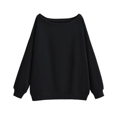 Ένα Νέο Χαλαρό Φούτερ Εκτός Ώμου για Γυναίκες για την Άνοιξη και το Φθινόπωρο, με Χαλαρή και Άνετη Γραμμή και Κολάρο στον Έναν Ώμο