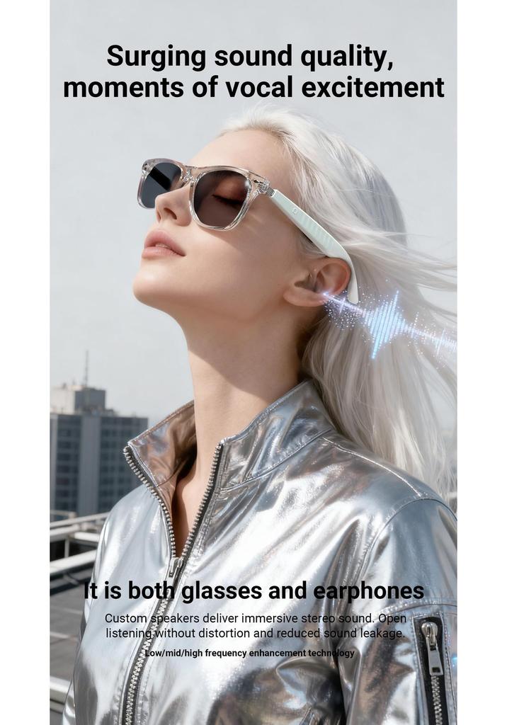 F60 Smart Bluetooth Glasses: AI Translation & Anti-Blue Light, Supports 100+ Languages