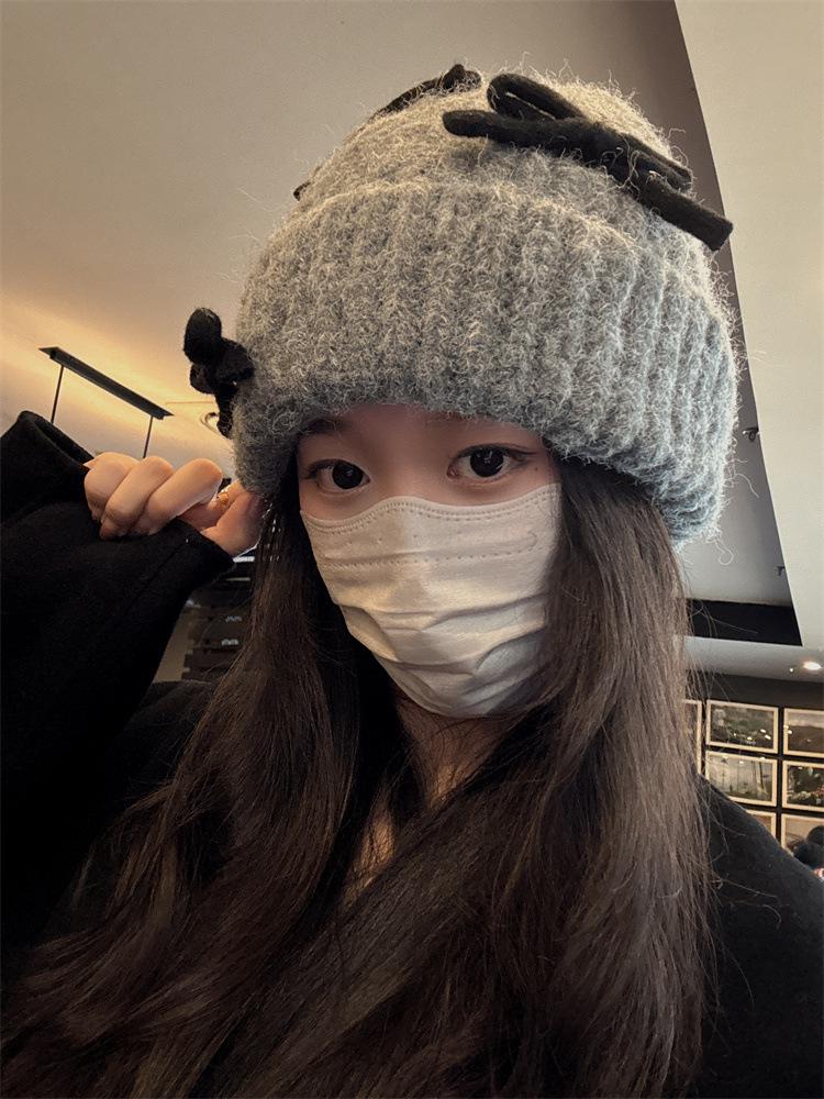 

Женская контрастная шапка-бантик: Теплый, симпатичный и универсальный для осени и зимы M (56-58cm)