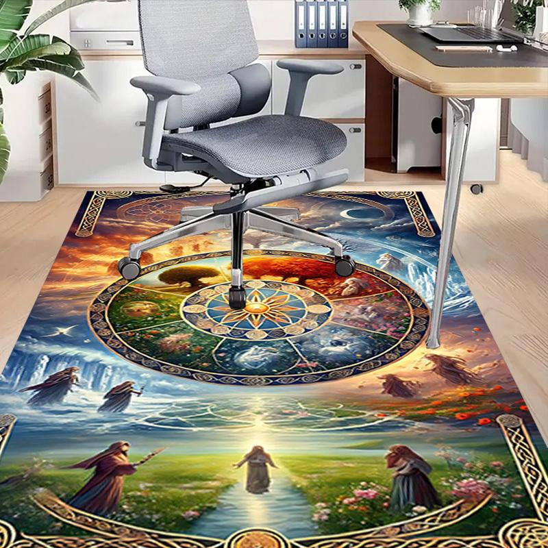 1PC Wheel of the Year Extra Large Non Slip Floor carpet, Office, family, bedroom, Studio Large Area Rug Indoor Rugs, Vibrant Colors