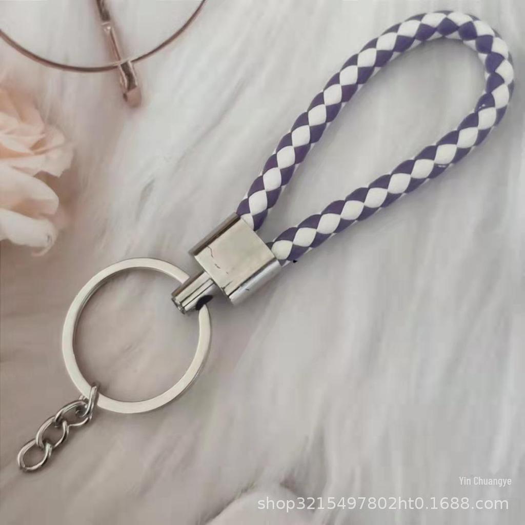 Gevlochten Lederen Touw Sleutelhanger met Poppenhanger - Modieus en Creatief Accessoire