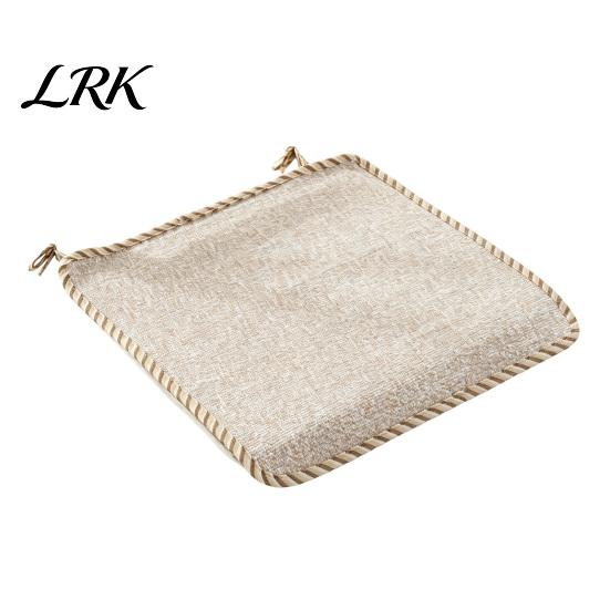 Cotton Linen Pads for Hard Chairs Chair Pad with Ties, Striped Plaid Mat Lightweight Seat Mats Lace Trim, Breathable Dining Office