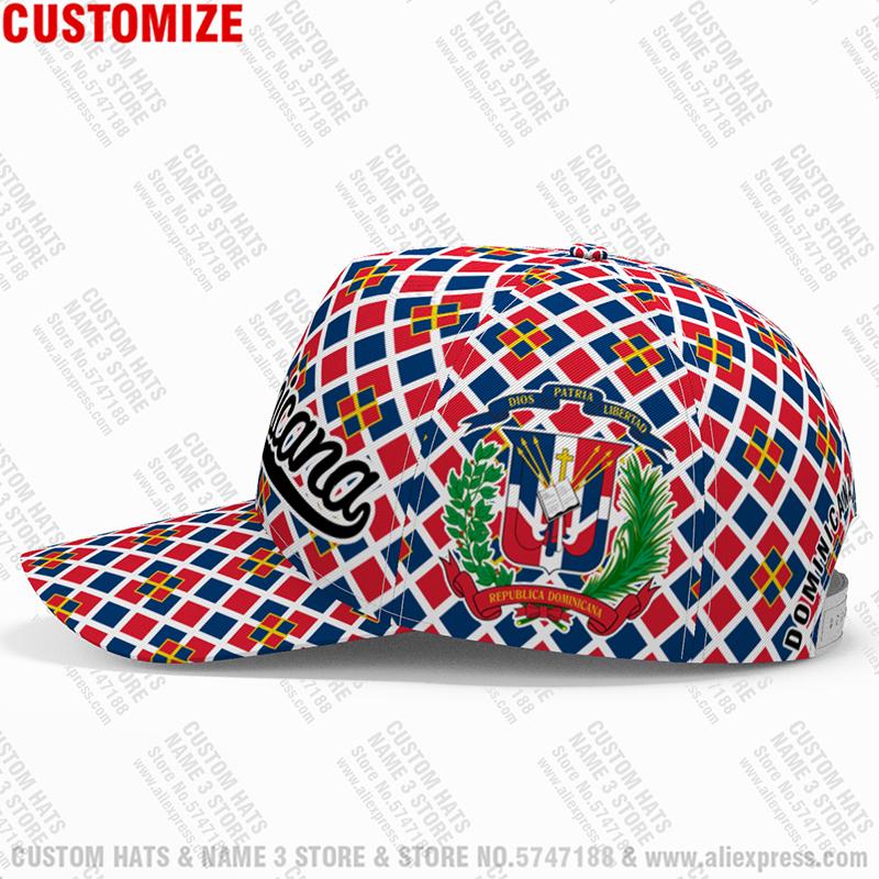 Dominicana Baseball Cap Custom Number Number Team Logo Hats Travel Spanish Nation Dominican Republic Flag Print Po Headgear