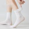 Mulberry Silk Stockings for Children, Summer, Thin, Cool, Boneless, Rolled-up, Pile Socks, White Mid-calf Socks for Postpartum Women