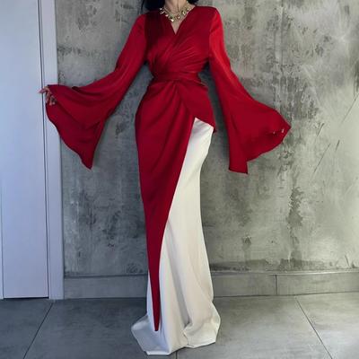 Spring Elegant Satin Two-Piece Look Evening Dress for Women, Formal Party Gown for European & American, Crossborder Apparel