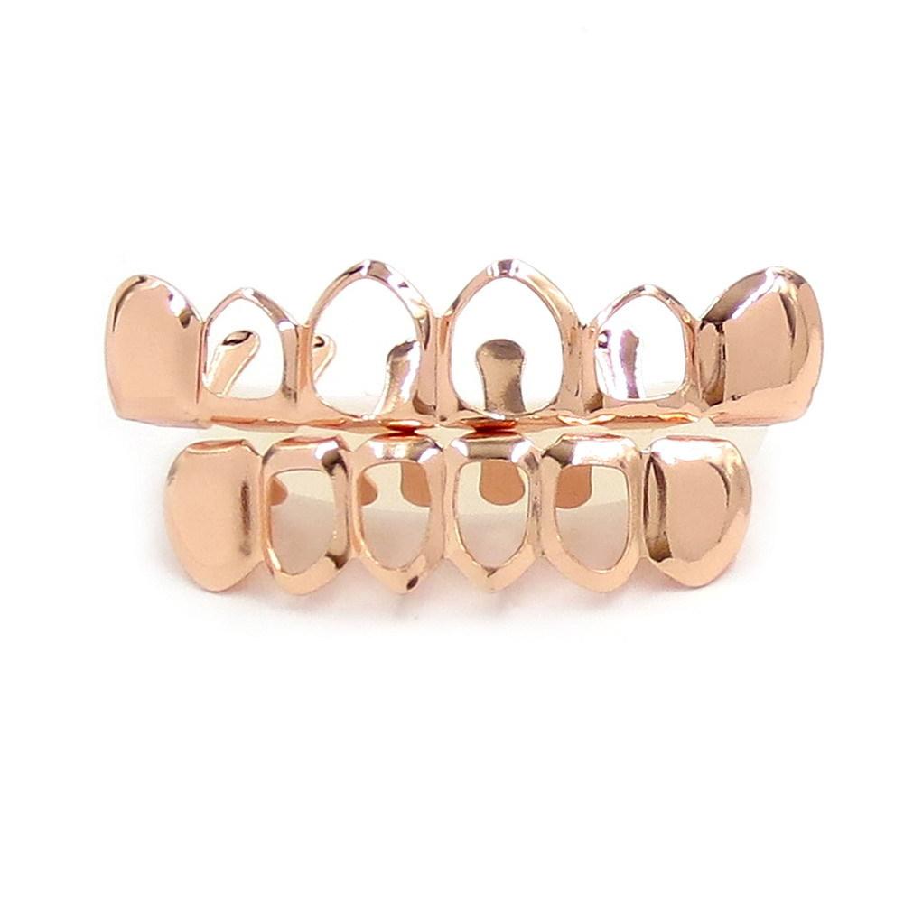 Hip Hop Gold Grillz Body Jewelry Vampire Hollow Grill Teeth Top & Bottom Grills Dental Mouth Punk Teeth Caps Cosplay Party