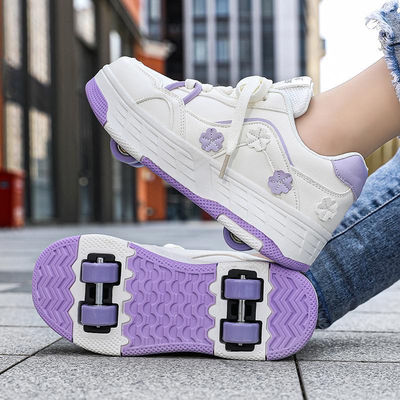Four-Wheel Runaway Shoes For Boys And Girls Adult Roller Skates Ultra-Light Wheel Shoes Removable Student Double-Wheel Flight Shoes
