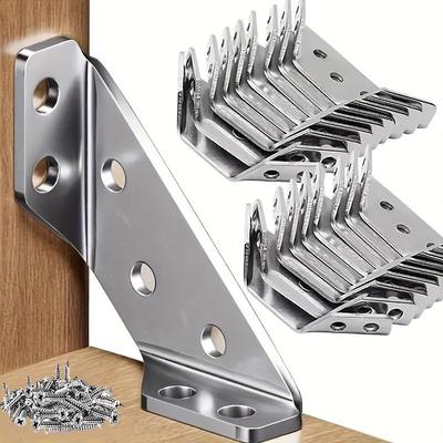 Heavy-Duty Stainless Steel Corner Brackets with Screws - 90° Angle Support, Scratch-Resistant, Easy Installation for Furniture & Wood Frames