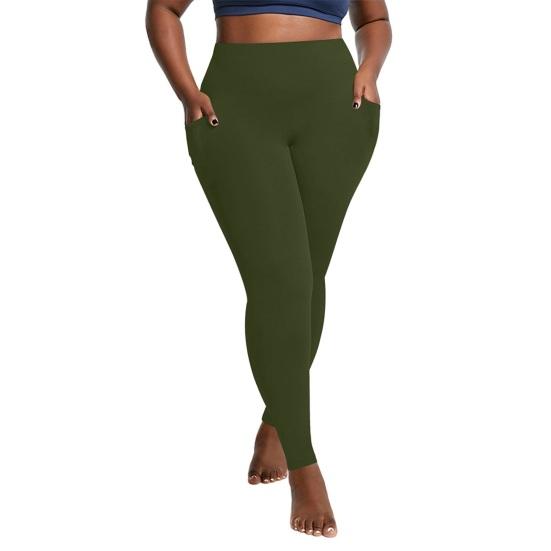 Yoga Pants High Waist Tummy Control Leggings Solid Color Flatten Belly Slimming Sport Pants Running Fitness Daily Wear
