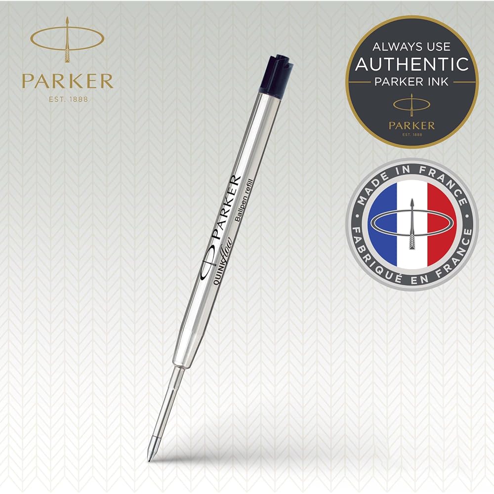 PARKER Parker Quink Flow Ballpoint Pen Refill, Black, 1 Pack, Black, Medium, 1.0mm, Oil-based Bal...