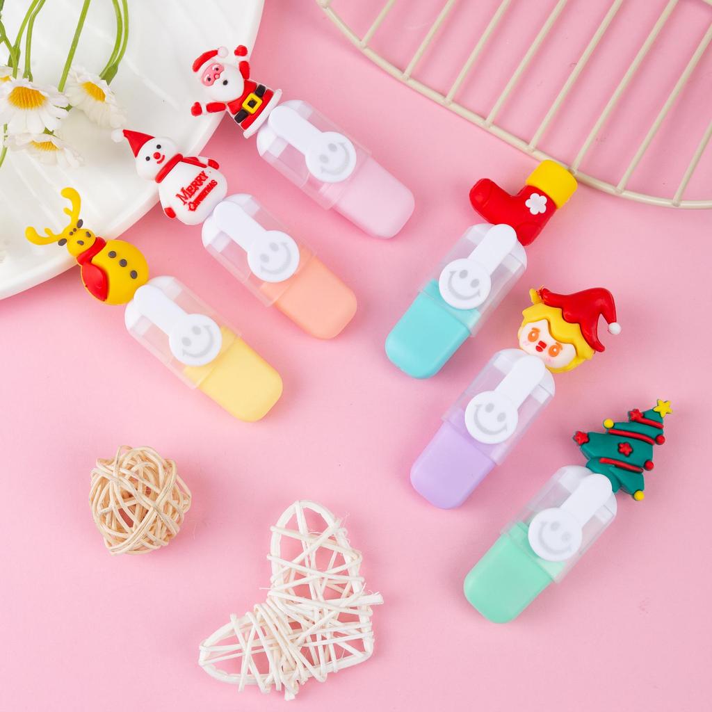 Set de 6 pixuri marker cu tematică de fructe, cu desene de capibare, pentru Crăciun