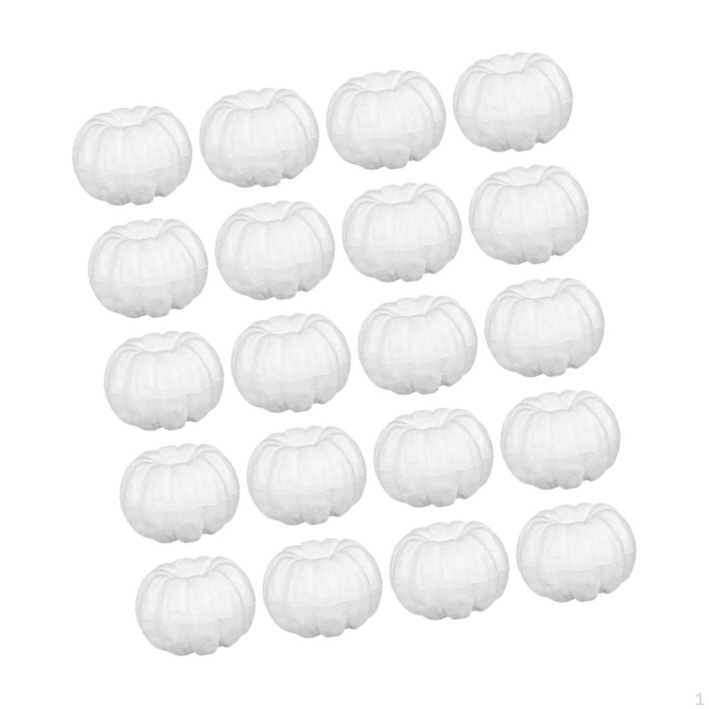 20Pcs White Artificial Pumpkins Decorative Foam Small Fake Pumpkin for Party Painting