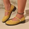 Women Chunky Low Heel Shoes Comfortable Walking Cute Flat Soled Ballerina Shoes Versatile Solid Color Casual Outwear