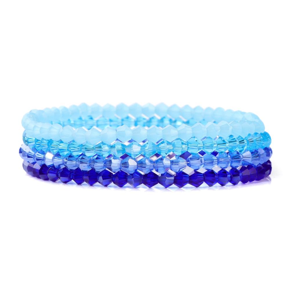Set da 4 Pezzi Braccialetti Elastici con Perline di Cristallo Lucido Bohemien Facettati Colorati Braccialetti con Perline di Vetro di Cristallo Set di Braccialetti per Donne