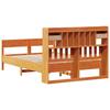 Solid Wood Bed with Shelf Without Mattress Wax Brown 135 x 190 cm