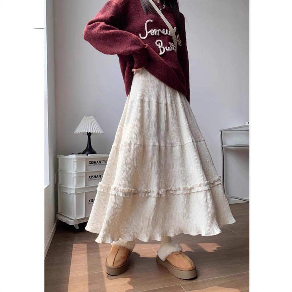 Bust Skirt Women's Autumn and Winter New Cake Skirt Small Person Fungus Edge Big Swing Skirt