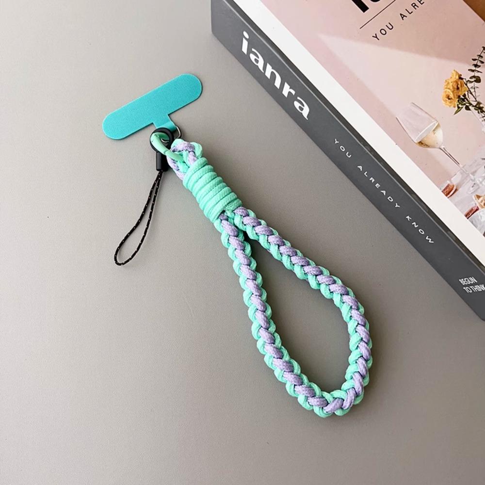 IN Korea Universal Braided Short Mobile Phone Lanyard Strap Hanging Chain Ring Cord with Patch Wrist Strap Cell Phone Detachable