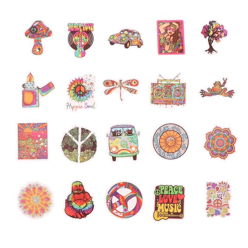 50Pcs Psychedelic Hippie Art Sticker Classic Toy For Skateboard Fridge Laptop Decoration