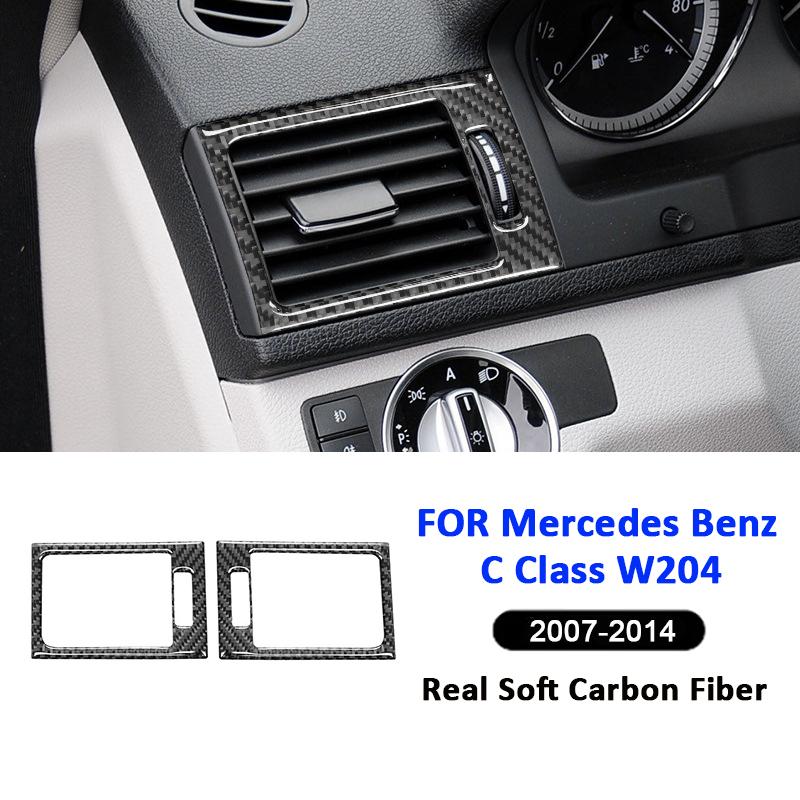 Carbon Fiber Car Trument Panel Left Right Air Outlet Vent Frame Decoration Sticker For Mercedes Benz C Class W204 2007-2014