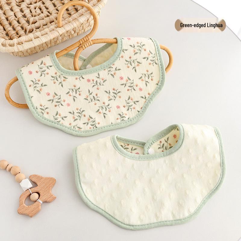 Waterproof Baby Bib, Pure Cotton, Breathable, Anti-Spit Up, Bean Pattern, Newborn Neck Gaiter