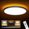 12" Dimmable LED Ceiling Light with Remote Control, 24 W 3-Color Ceiling Light with Dim Night Light 1800k Warm, Round Flush LED Ceiling Lights (Black)