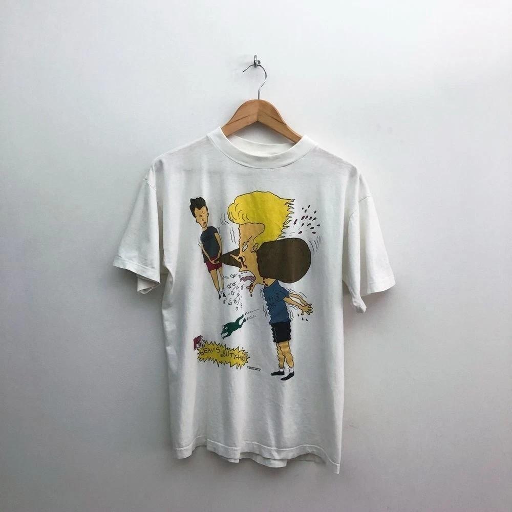 Винтажная футболка Beavis and Butt-Head 1994 года, унисекс, хлопок, белая футболка, размеры S-5XL, унисекс футболка XXL