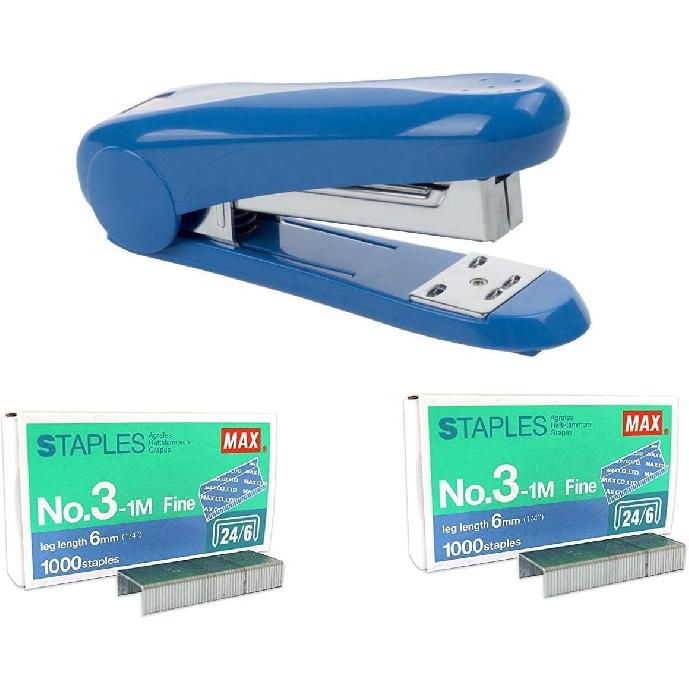 PLESIU MEselected MAX No.3-1M Flat Clinch Staples (24/6) for Office - 4 Boxes (4,000-Staples) - Silver