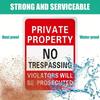 Private Property No Entry Reflective Metal Sign Aluminum for Outdoor and Home