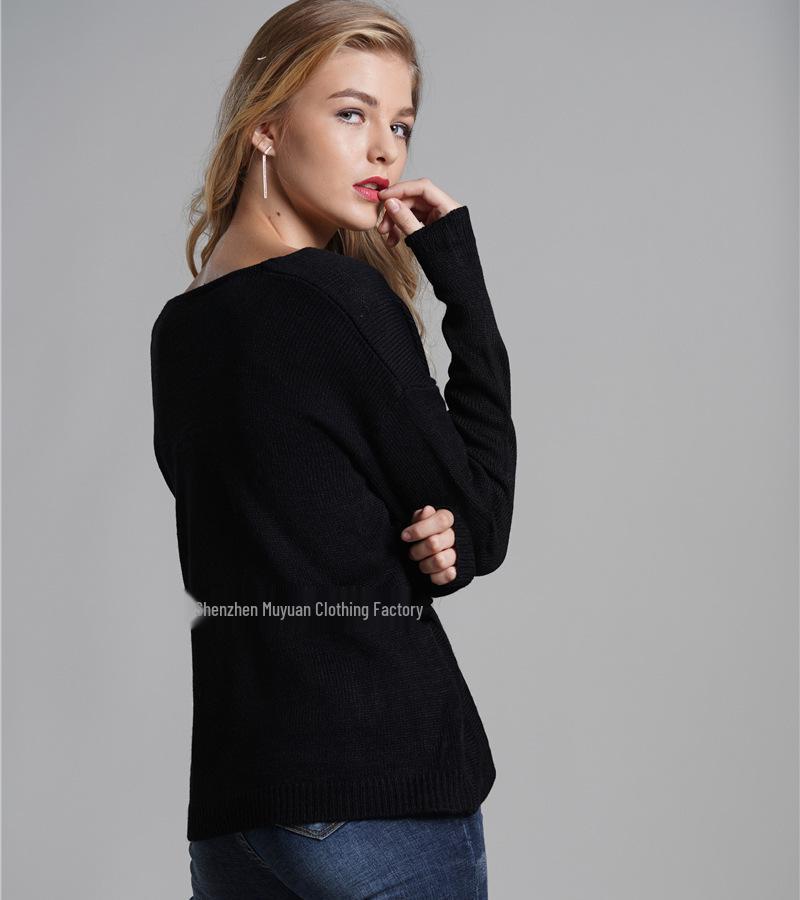 Plus Size Women's Autumn/Winter OL Cross-Stitch Knitted Sweater - Fashionable and Elegant