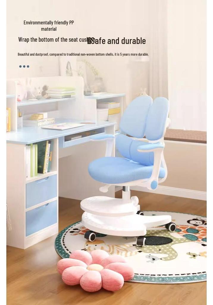 Adjustable Children's Writing Chair with Lumbar Support and Footrest for Proper Posture