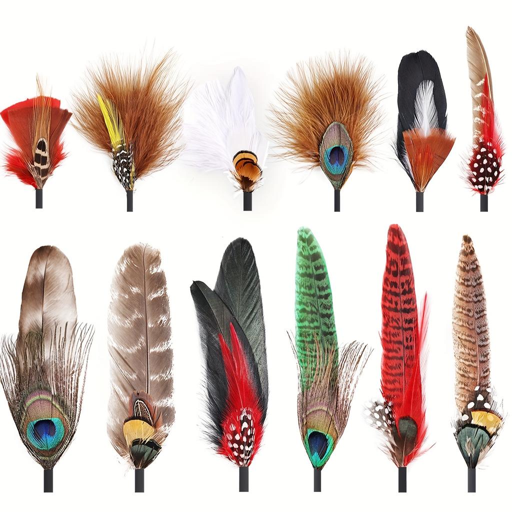 10-12 Pcs Natural Peacock Feathers Colorful Real Feathers for Fedora Cowboy Party Hats DIY Crafts