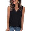 Summer European Style Women V-Neck Casual Loose Fit Solid Color Tank Sleeveless