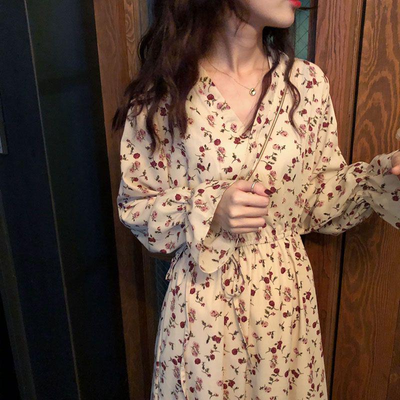 

Women s Slimming Floral Long Dress - Plus Size, Korean Style, Youthful, Elegant 3XL 160-180kg