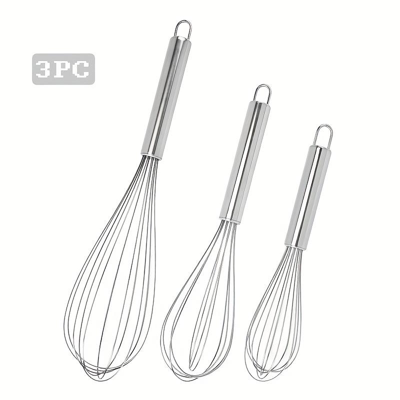 3 Stück handlicher Schneebesen aus Edelstahl, modernes und einfaches Backwerkzeug, Ei- und Sahneaufschläger, geeignet für Backen, Kuchendekoration und gewerbliche Küchen