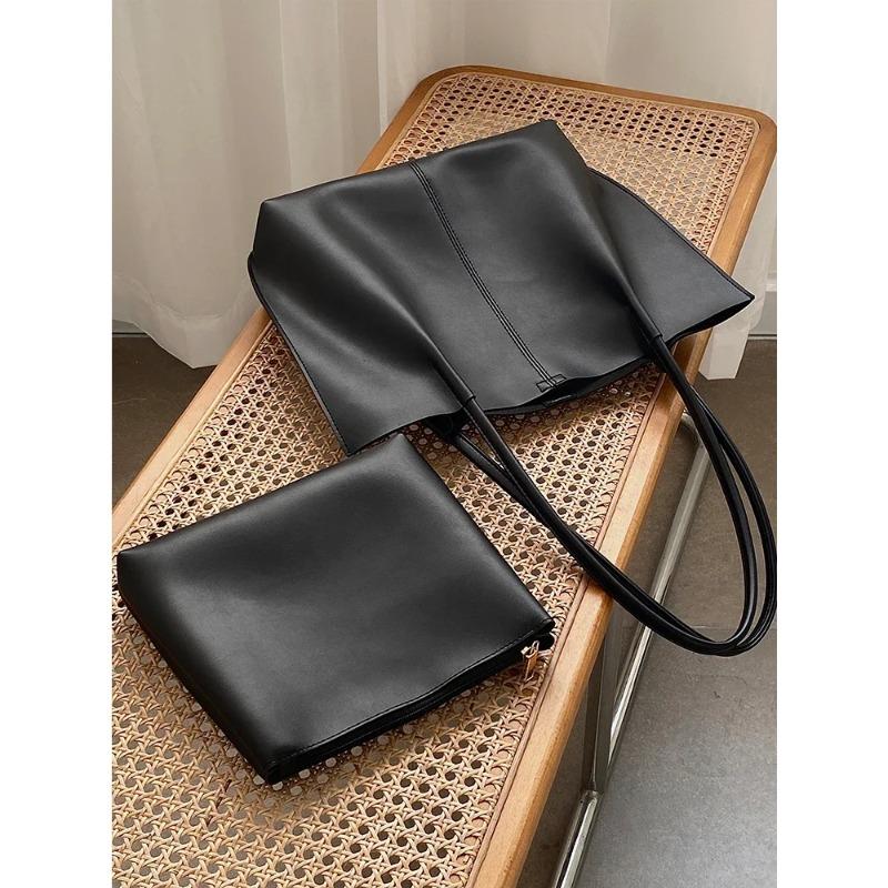 Pu Leather Large Capacity Handbags Women's Shoulder Bags Vintage Ladies Casual Tote Handbags Female Commute Travel Shopping Bag