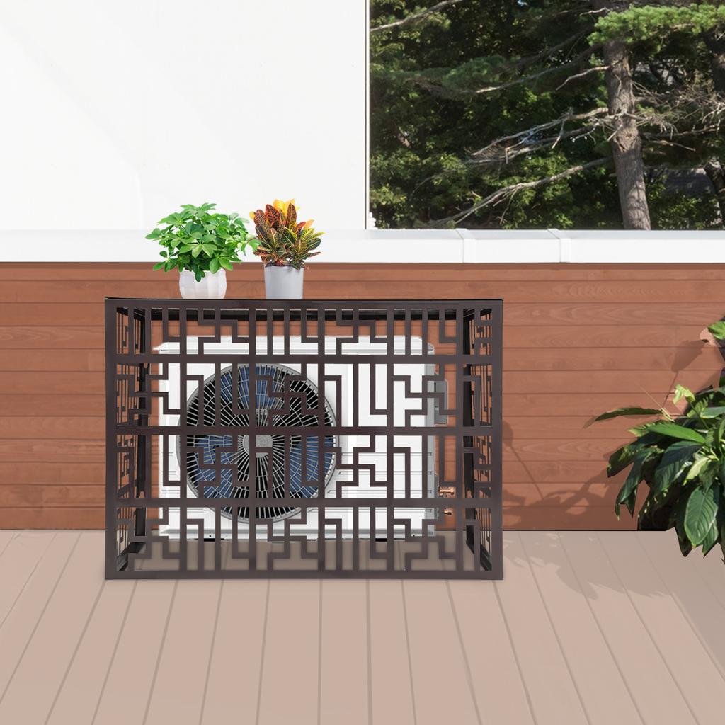 39"Aluminum AC Unit Fence Cover, Brown Outdoor Air Conditioner Enclosure