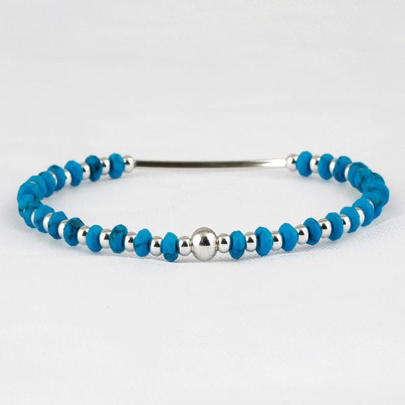 SHOVEOFF SVB-229 Silver Bar Turquoise Unisex Simple Daily Couple Bracelet