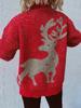 Autumn and Winter New Christmas Sweater Women's Pullover Gold Thread Pulled Hair Jacquard Large Snowflake Elk Christmas Sweater Woman