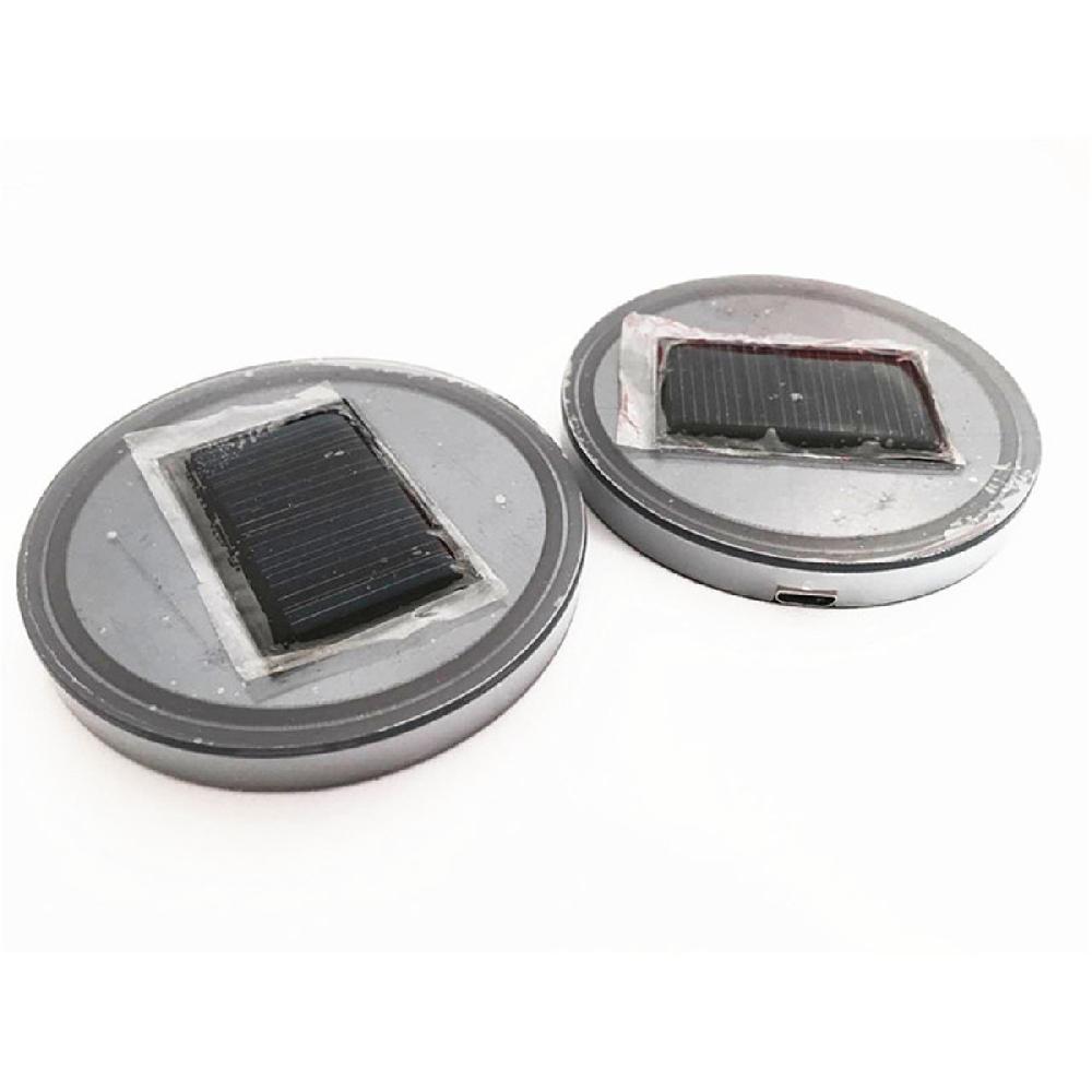 Pair 68Mm Round Solar+Usb Charging Car Cup Holder Bottom 7 Color Rgb Led Lights