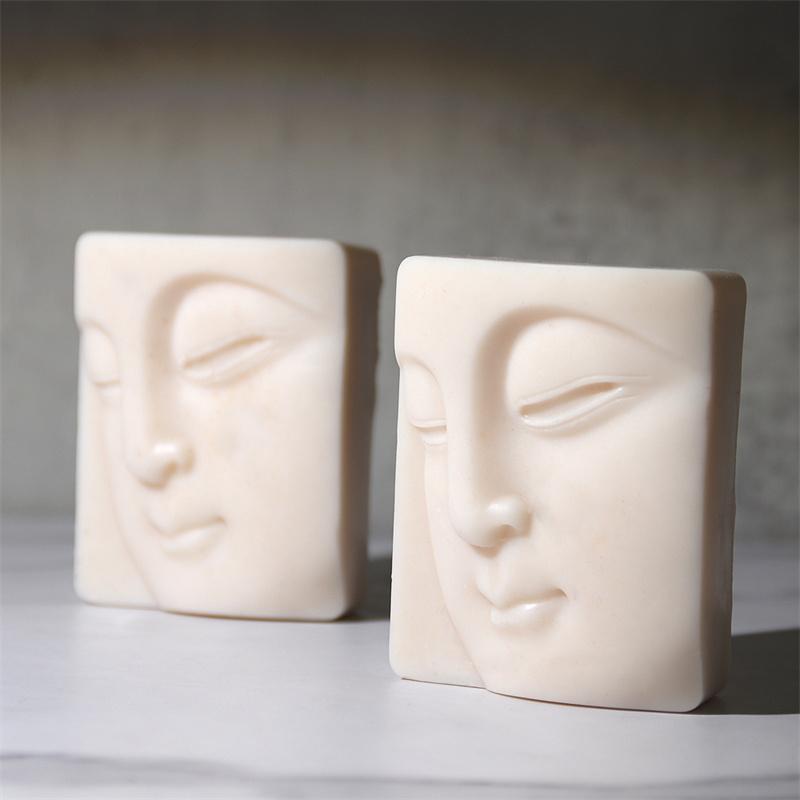 Buddhas Gesicht Silikon Seifenform Handgemachte Kerze Seifenherstellungszubehör DIY Gips Harz Kerzenmaterial-Set Kuchenbackwerkzeuge