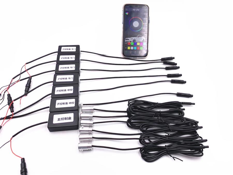 5x Wireless NO Threading Thread-free Ambient Light Car Atmosphere Light Lamp APP