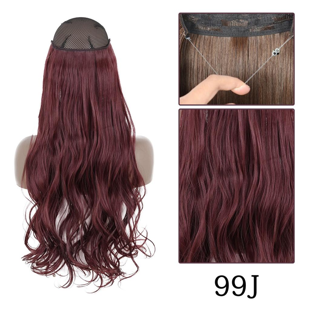 XINRAN Moda Damska Kolor Ombre Niewidoczny Długi Doczepiany Włos Syntetyczny Włókno Długie Falowane Ombre Cosplay Codzienne Noszenie Bez Klipsów Przedłużanie Włosów