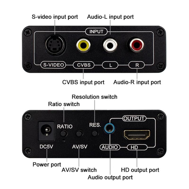 AV S-Video CVBS Sound Video Converters to HDTV 3.5mm Switcher Adapter AV S-Video Switcher For HDTV PC Desktop