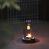Genomskinlig Glas Ljusstake med Träbas Retro Vindtät Värmeljushållare Minimalistisk Rustik Boho Skandinavisk Heminredning