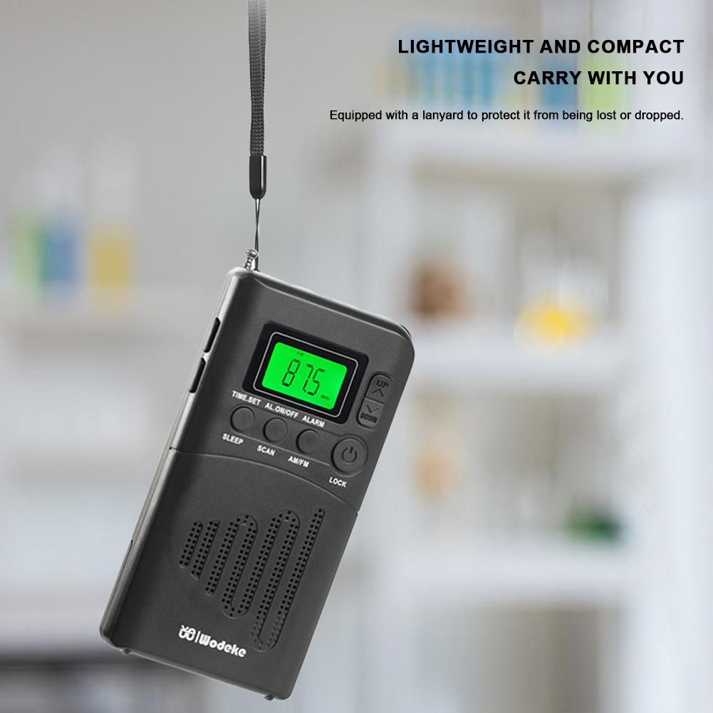 Portable Radio Receiver with Headphone Jack Handheld Mini Radio LED Display Speaker Pocket Radio LCD Digital for Walking Camping