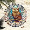1pc Metal Mandala Wind Chime with Owl & Floral Night Design - All-Season Outdoor/Indoor Hanging Decor for Gardenift