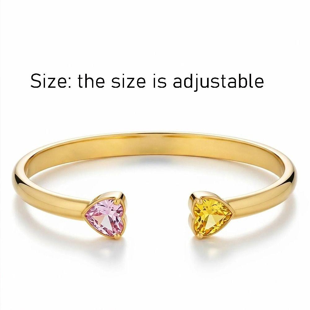 Herzförmiges Kristall Offenes Armband Zweifarbiges Armreifarmband Neuer Handgelenkschmuck Damen Mädchen
