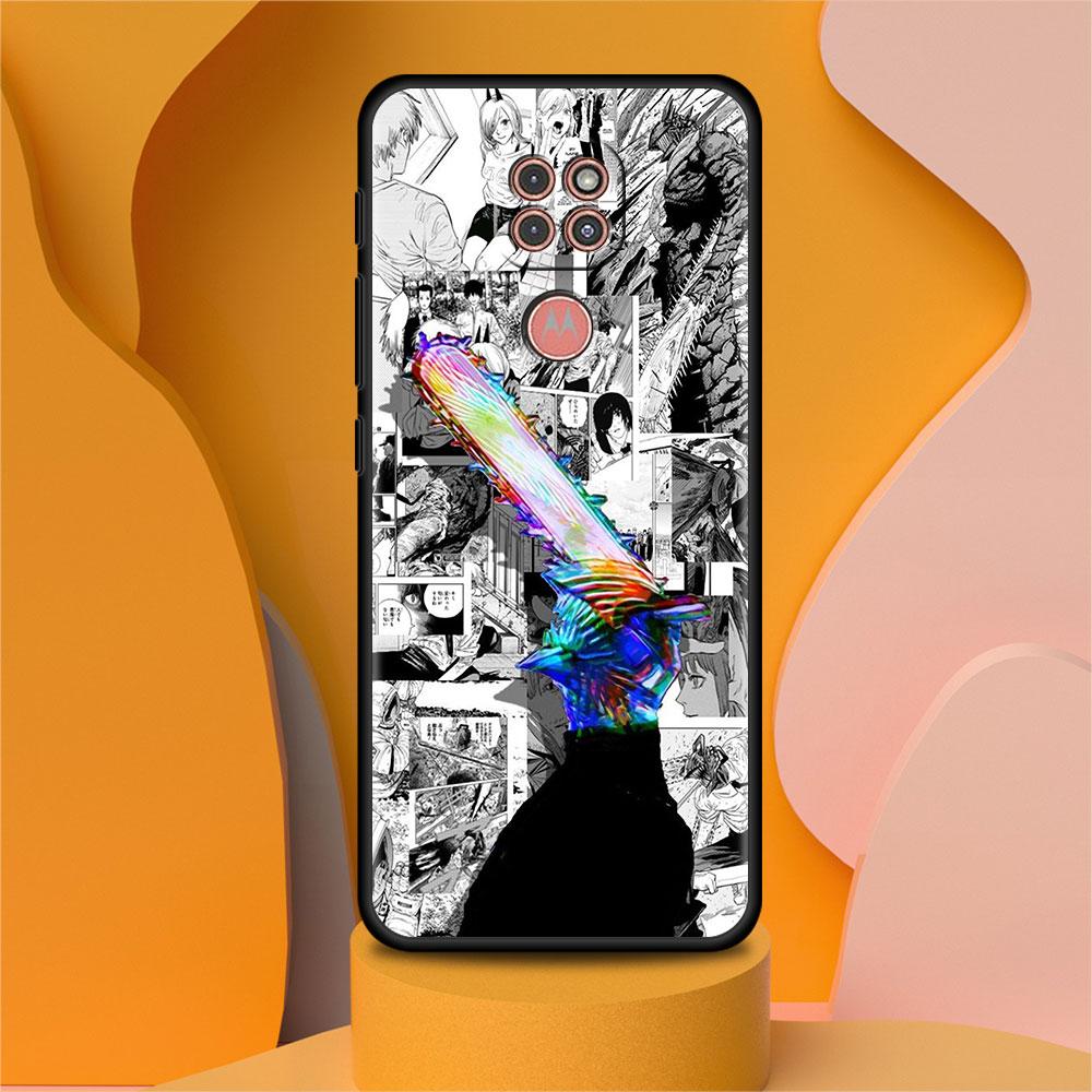 Black Luxury Case For Motorola G30 G60 G50 G22 G200 G9 G8 Play Power One Fusion Plus Edge 20 Fundas Cover Anime Chainsaw Man
